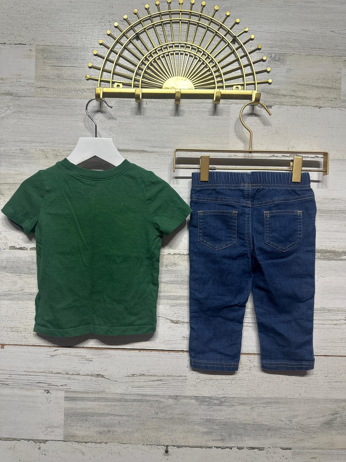 Outfit Boys 12-18M Green Blue Graphic Tee Denim Jeans Cat & Jack1
