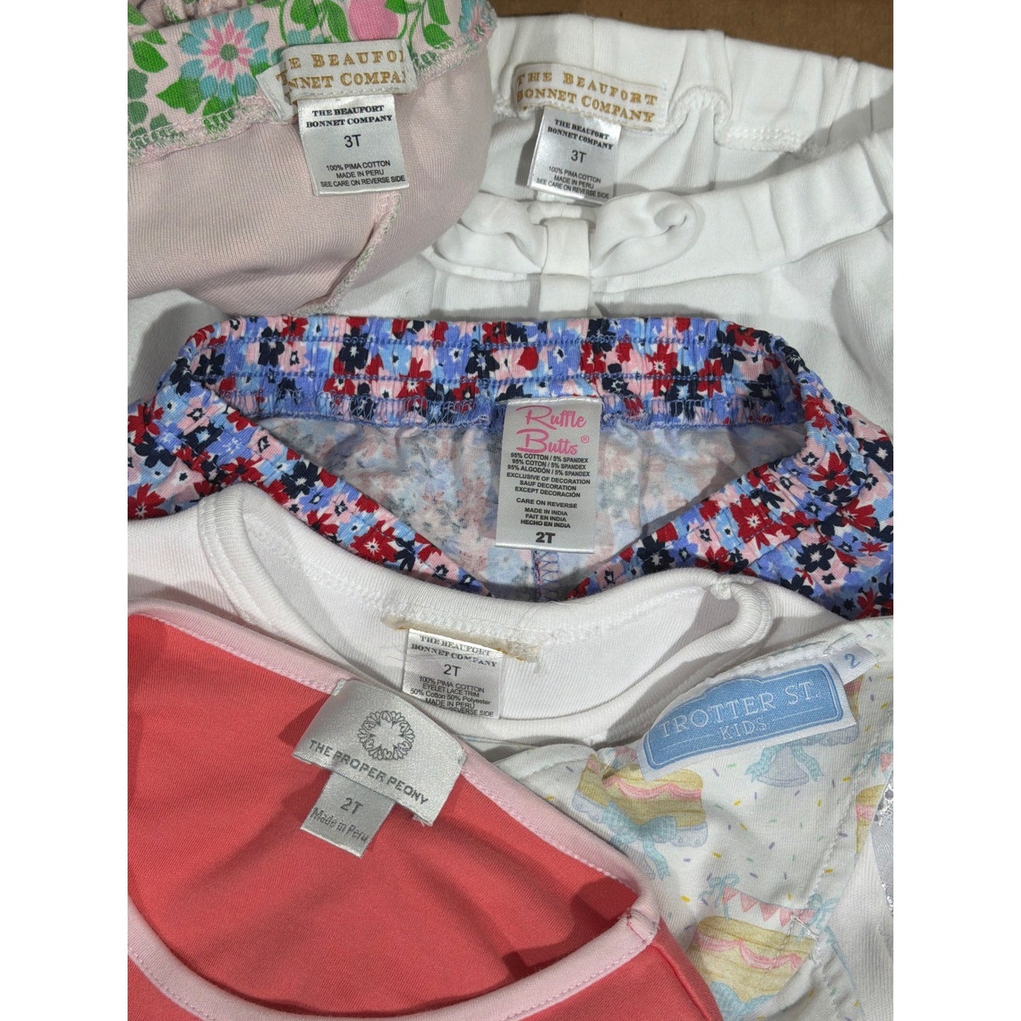 Beaufort Bonnet Proper Peony Girls 2T 3T Pink White Floral Bundle Preppy EUC8