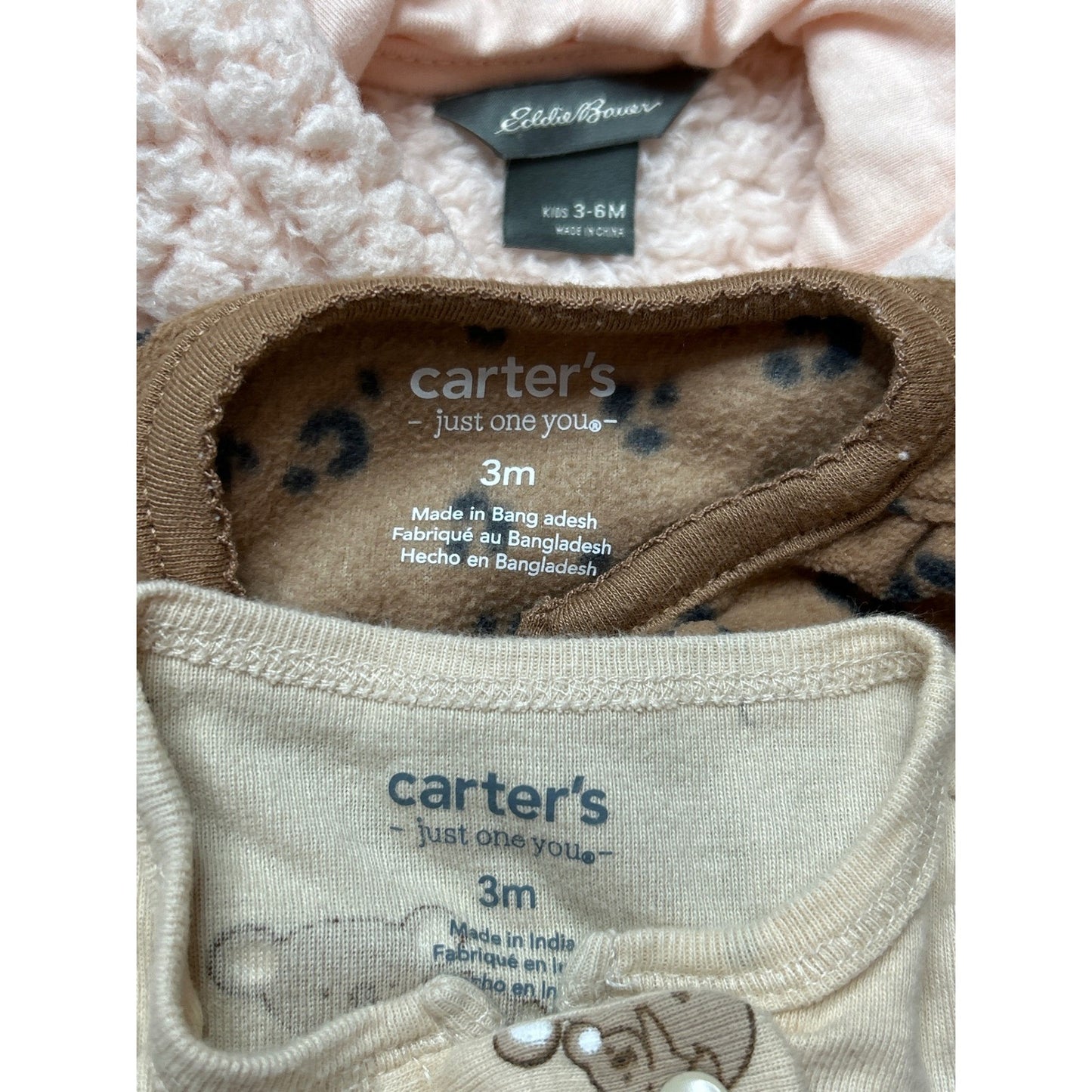 Carter's Eddie Bauer Jacket Sleepers Girls 3-6M Pink Brown Animal Print EUC4