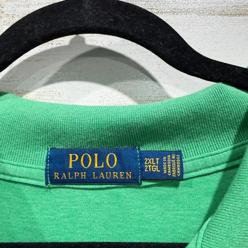 Polo Ralph Lauren Polo Men 2XLT Green Short Sleeve Pony Logo Preppy EUC3