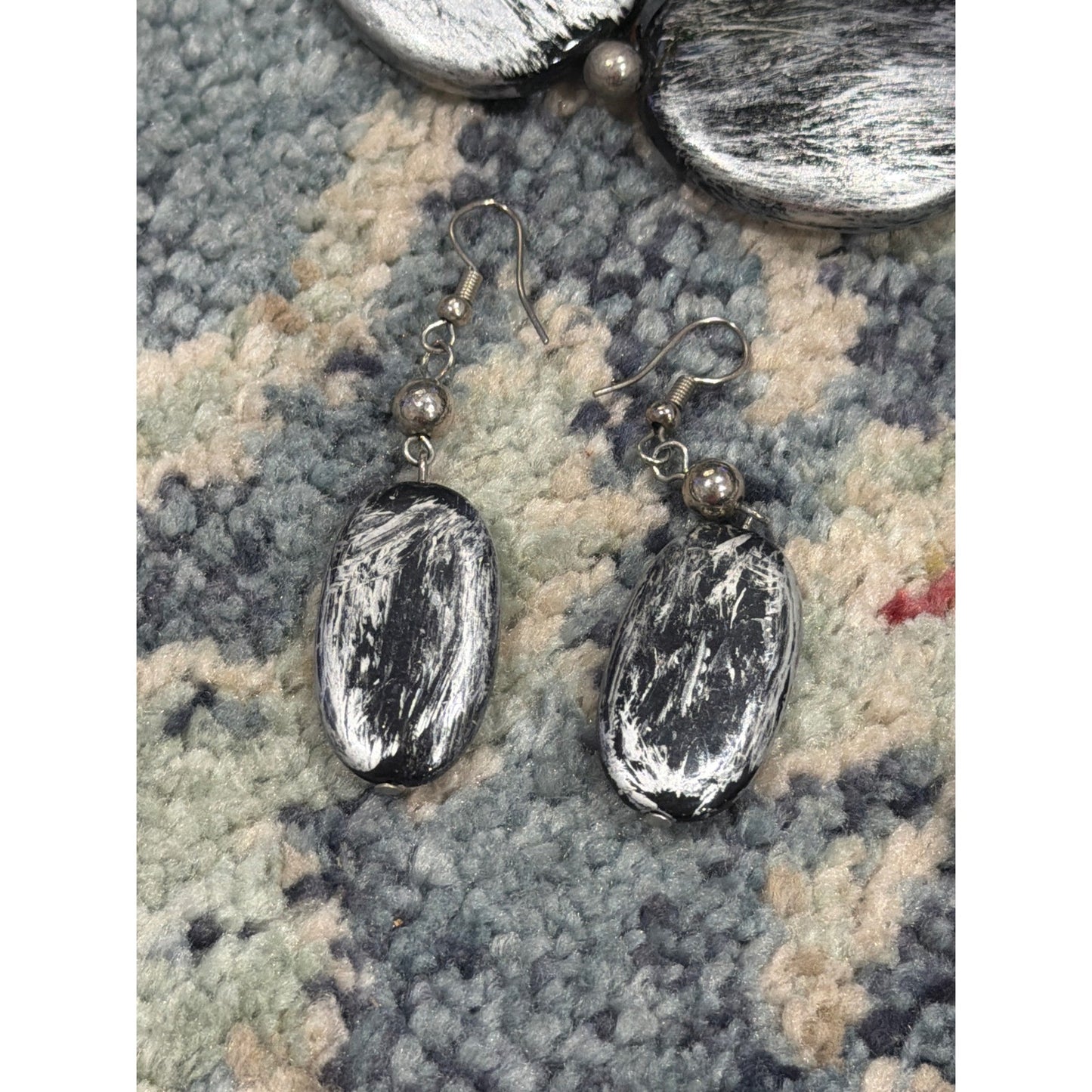 Jewelry Set Women Silver Distressed Brushed Statement Necklace Bracelet Earrings3