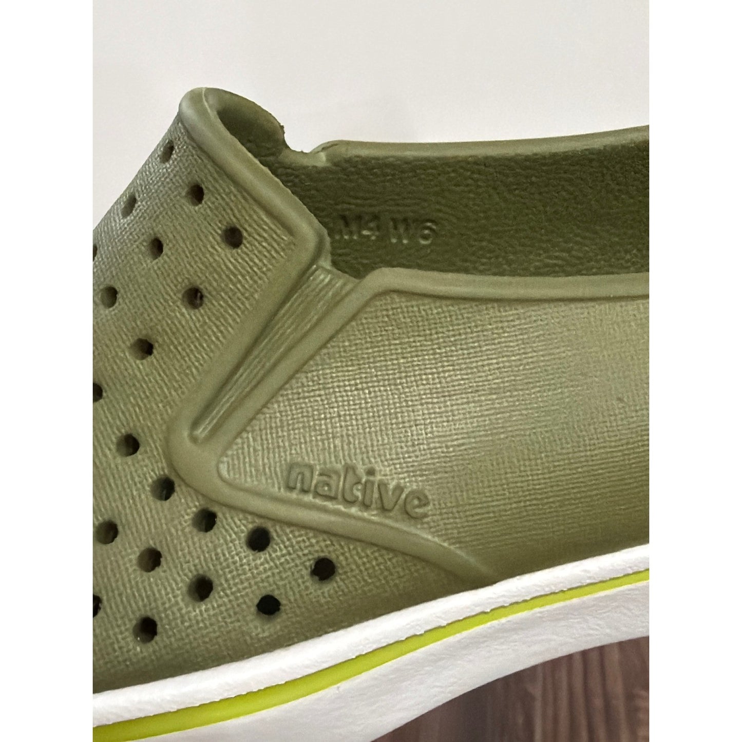 Native Miles Shoes Mens 4 Dark Green Slip On Perforated Gorpcore New6