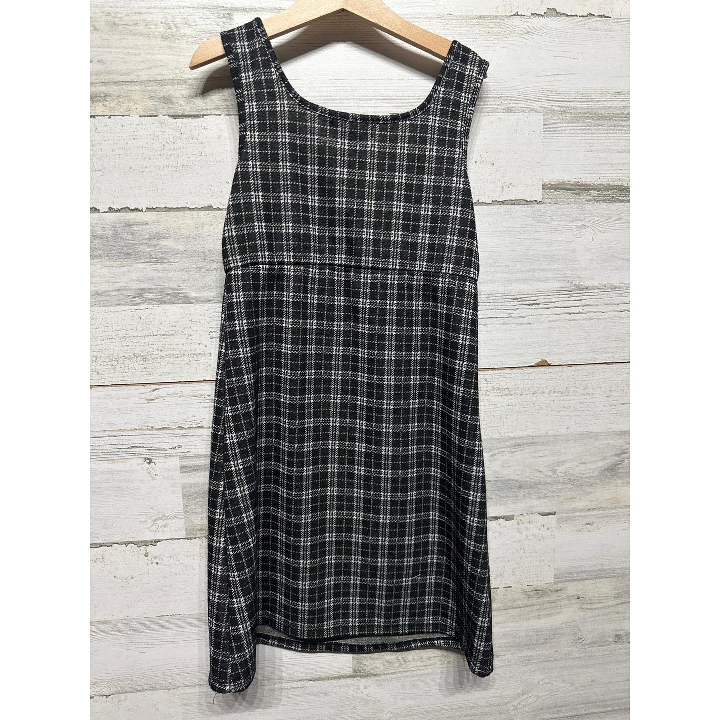 Emma and Elsa Dress Girls 10 Black Plaid Sleeveless Preppy Dark Academia EUC2