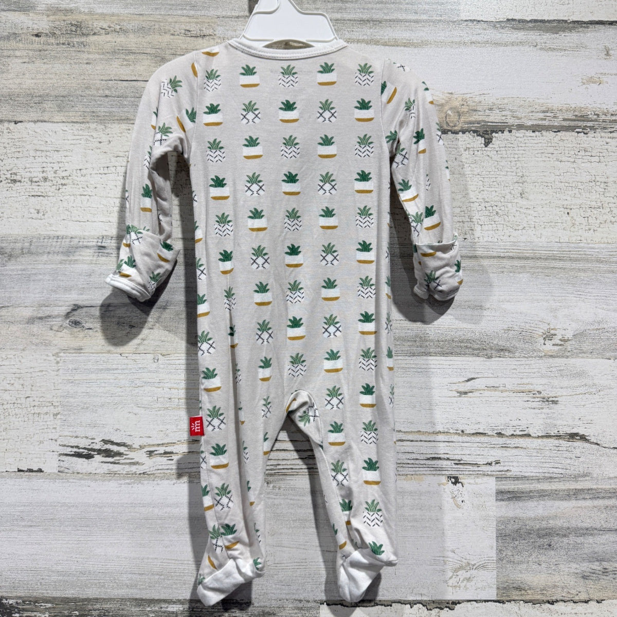 Magnetic Me Footie Sleeper Newborn Neutral Succulent Plant Print Boho EUC4