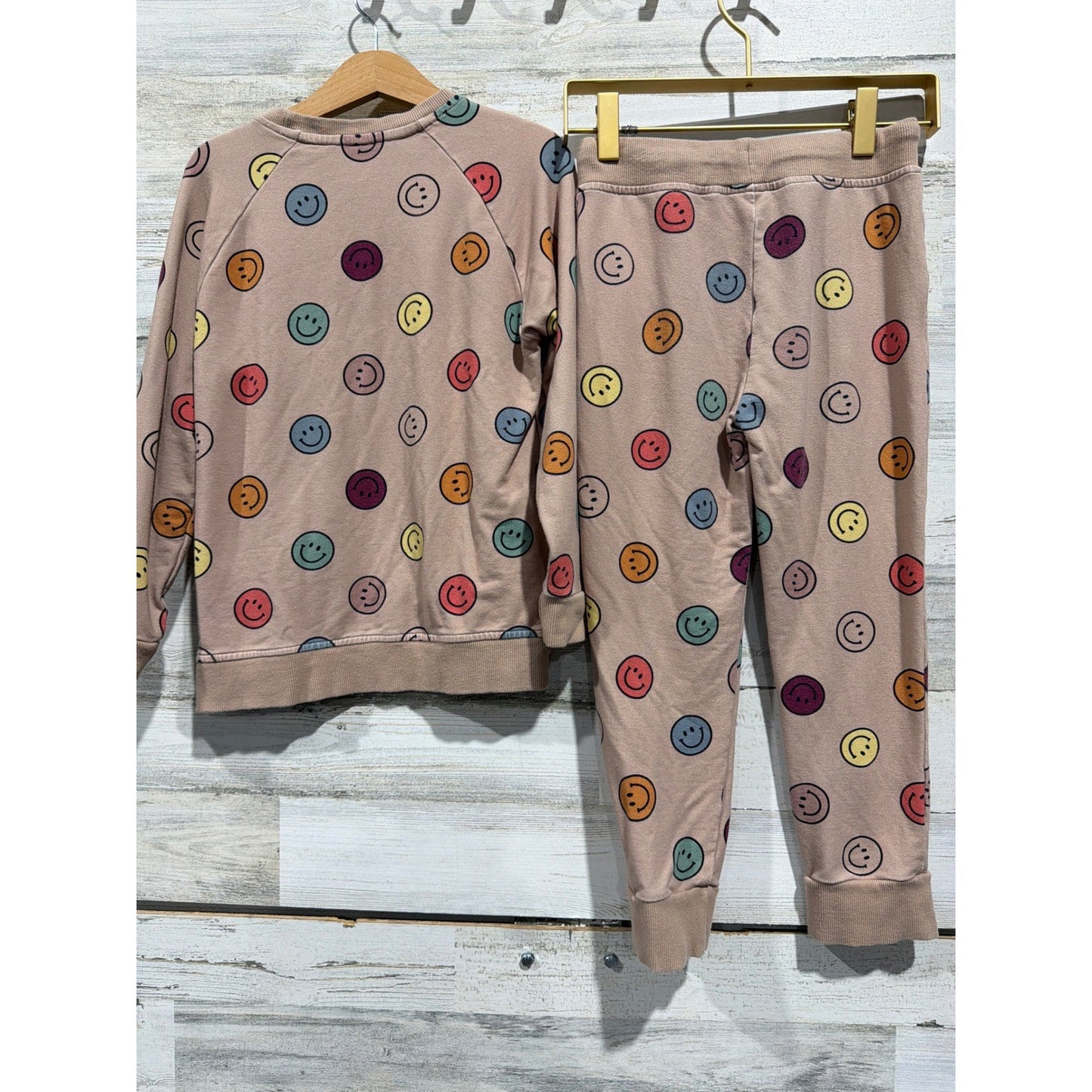 Kiki & Lulu Jogger Set Girls 5/6 Tan Smiley Face Bamboo Loungewear6