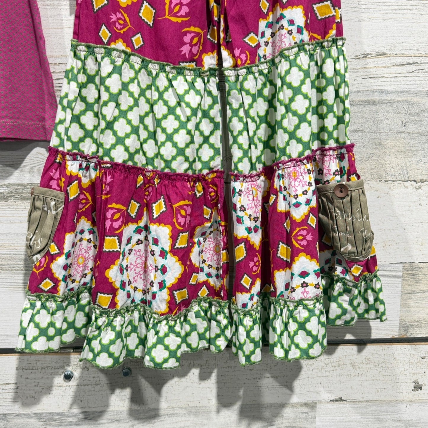 Mustard Pie Outfit Set Girls 4 Magenta Floral Ruffle Boutique Boho NWT8