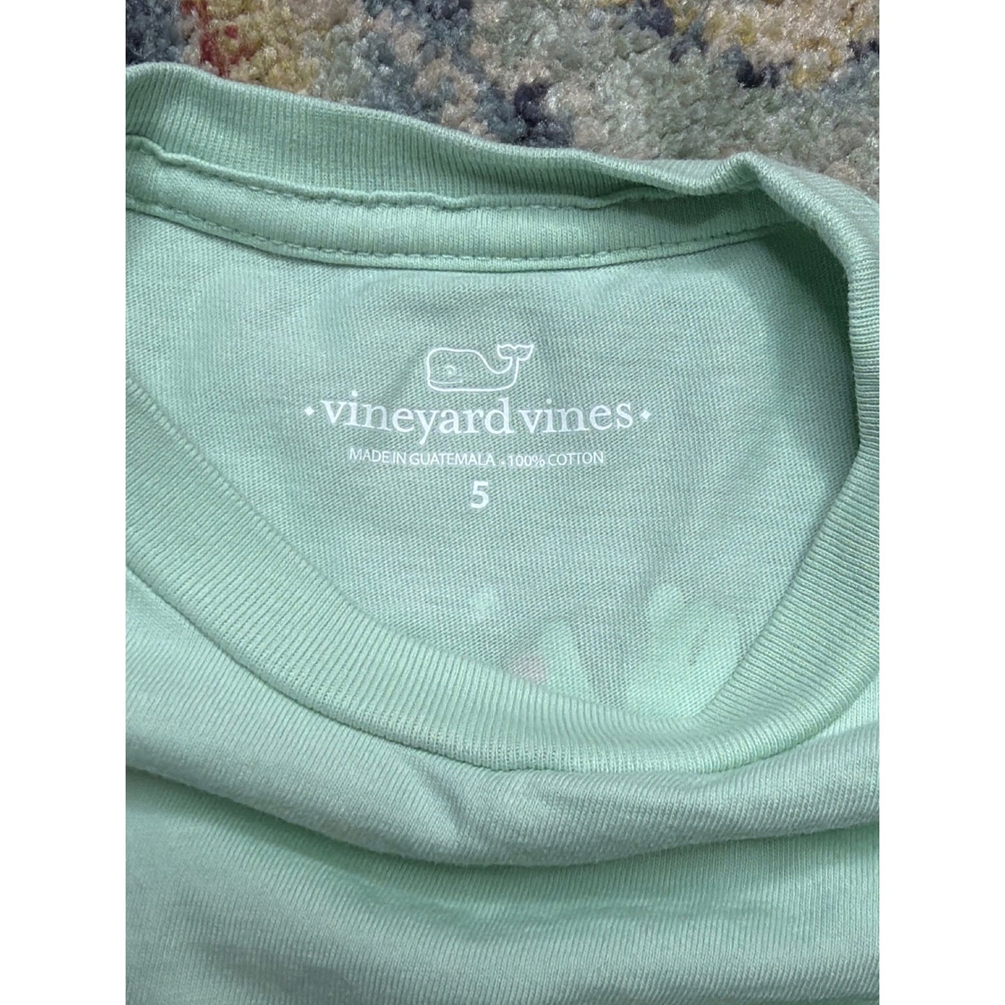 Vineyard Vines Christmas Whale Shirt Girls Size 5 Green Reindeer Graphic EUC3