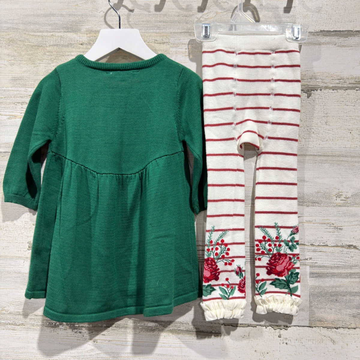 Ruffle Butts Cardigan Tights Set Girls 12-18M Green Floral Holiday NWT6