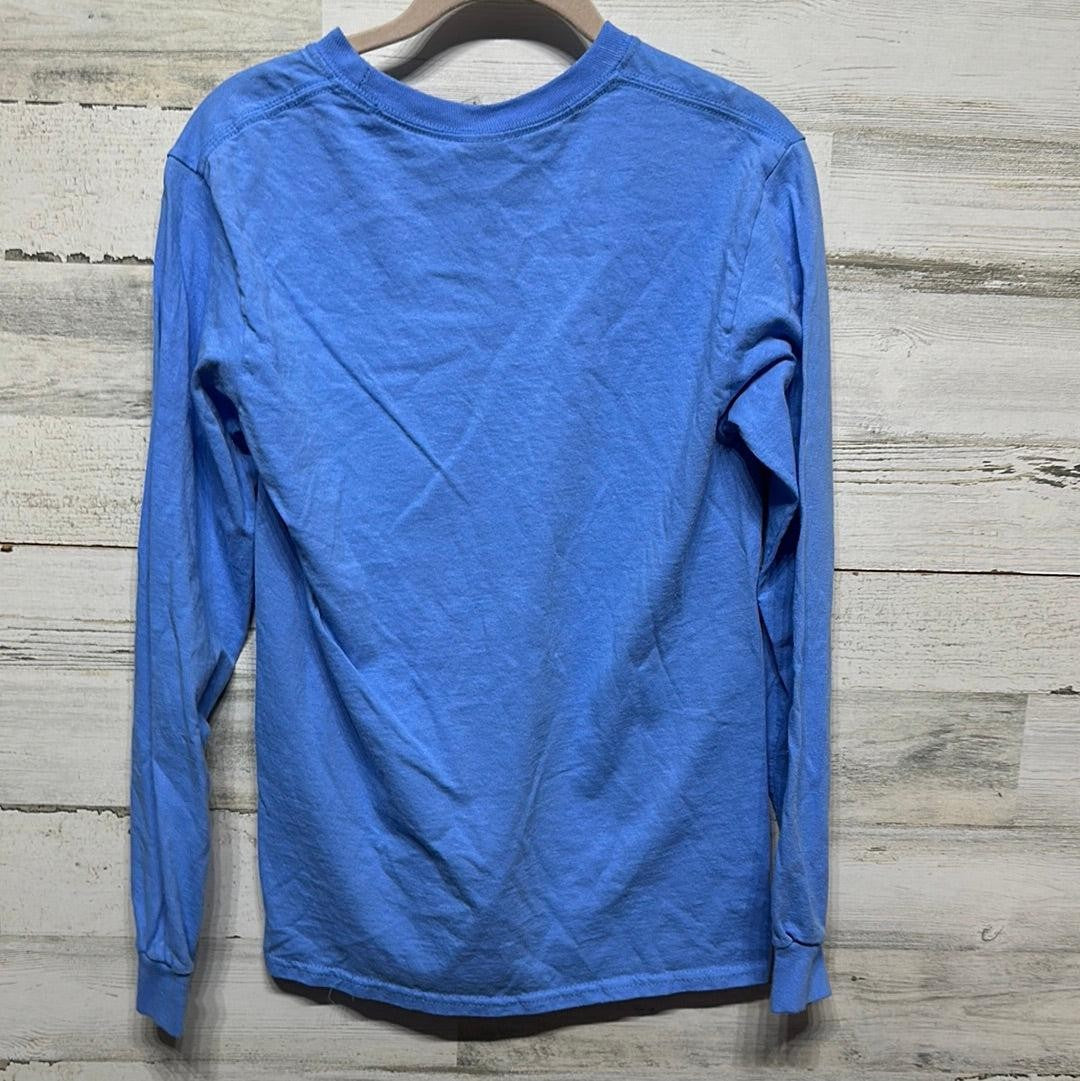 Long Sleeve Shirt Women Small Blue I Love Jesus Smiley Face Indie Religious EUC2