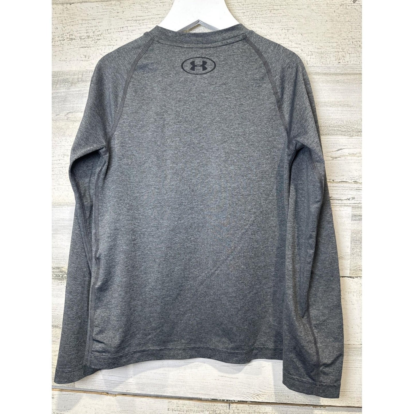 Under Armour Long Sleeve Shirt Boys Youth Small Grey HeatGear Athletic EUC3