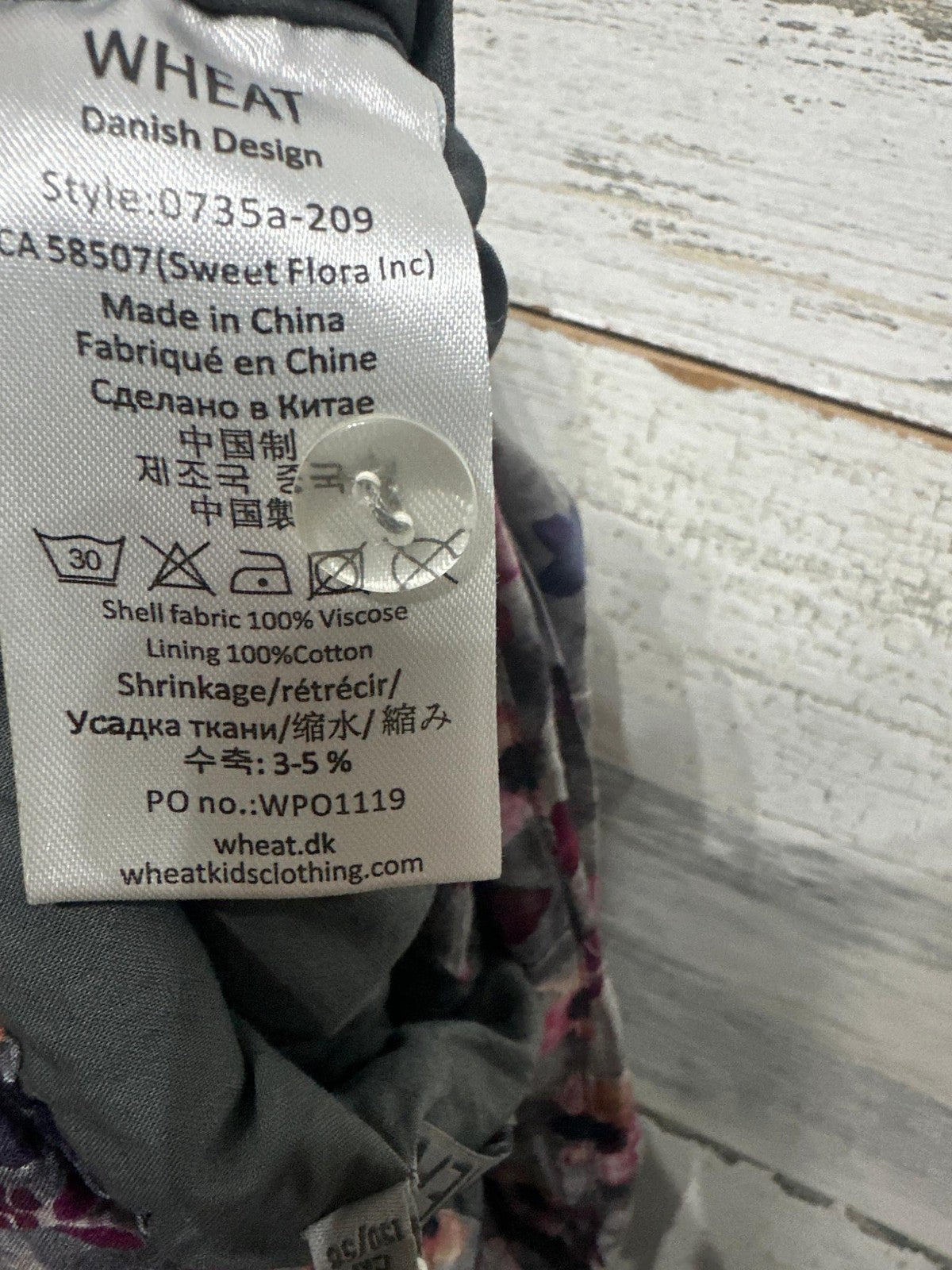 Wheat Trousers Girls 12 Grey Floral Ruffle Waist Viscose Pants NWT3