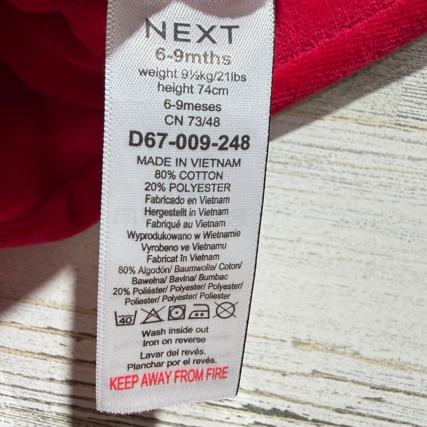 Next Footed Sleepsuit Baby Girls 6-9M Red Smocked Heart Velour Holiday NWT7