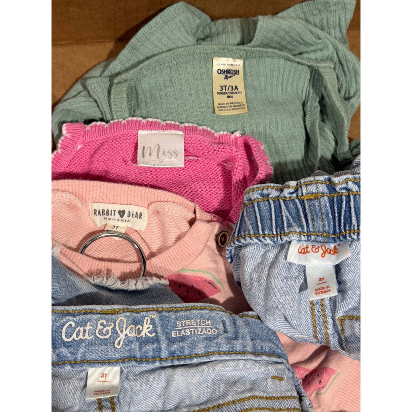 OshKosh Cat & Jack Miss Girls 3T Pink Green Bundle Summer Knit Boho EUC7