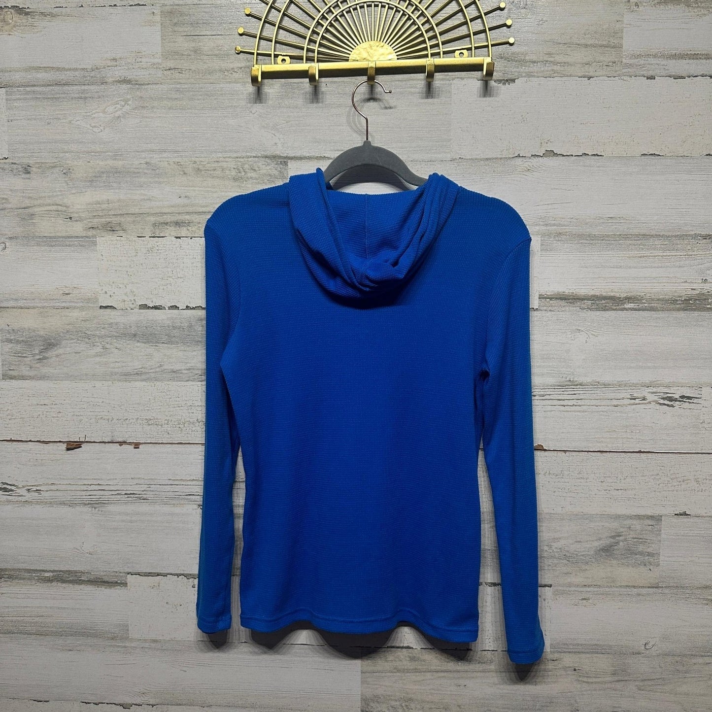 Under Armour Hoodie Boys Large Blue Waffle Knit Graphic Pullover2