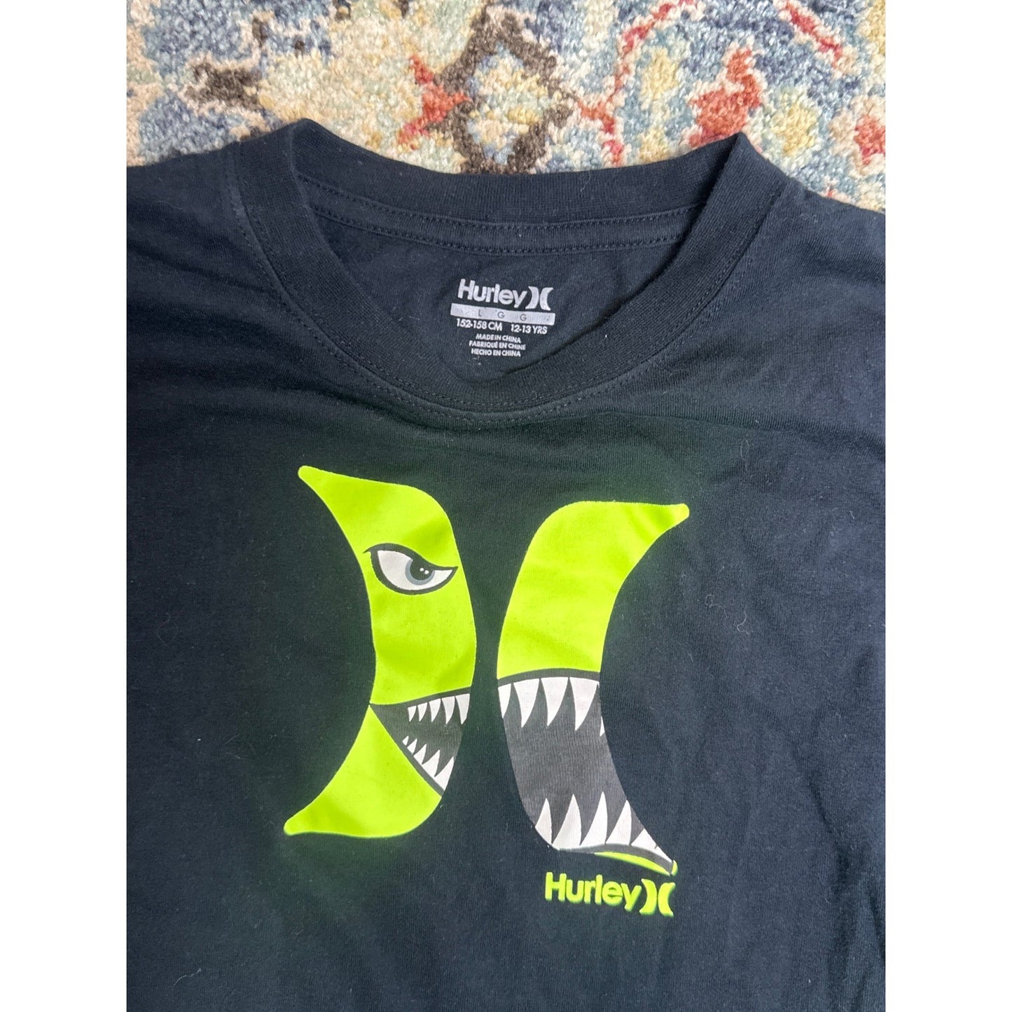 Hurley Long Sleeve Shirt Boys Large 12-13 Black Graphic1