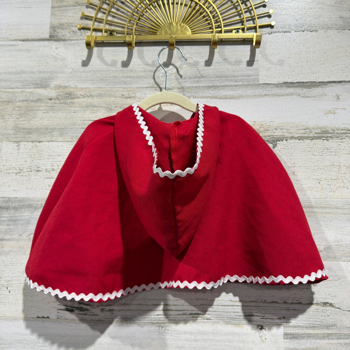 Lover Dovers Little Red Riding Hood Cape Girls OS Red Ric Rac Trim Storybook EUC3