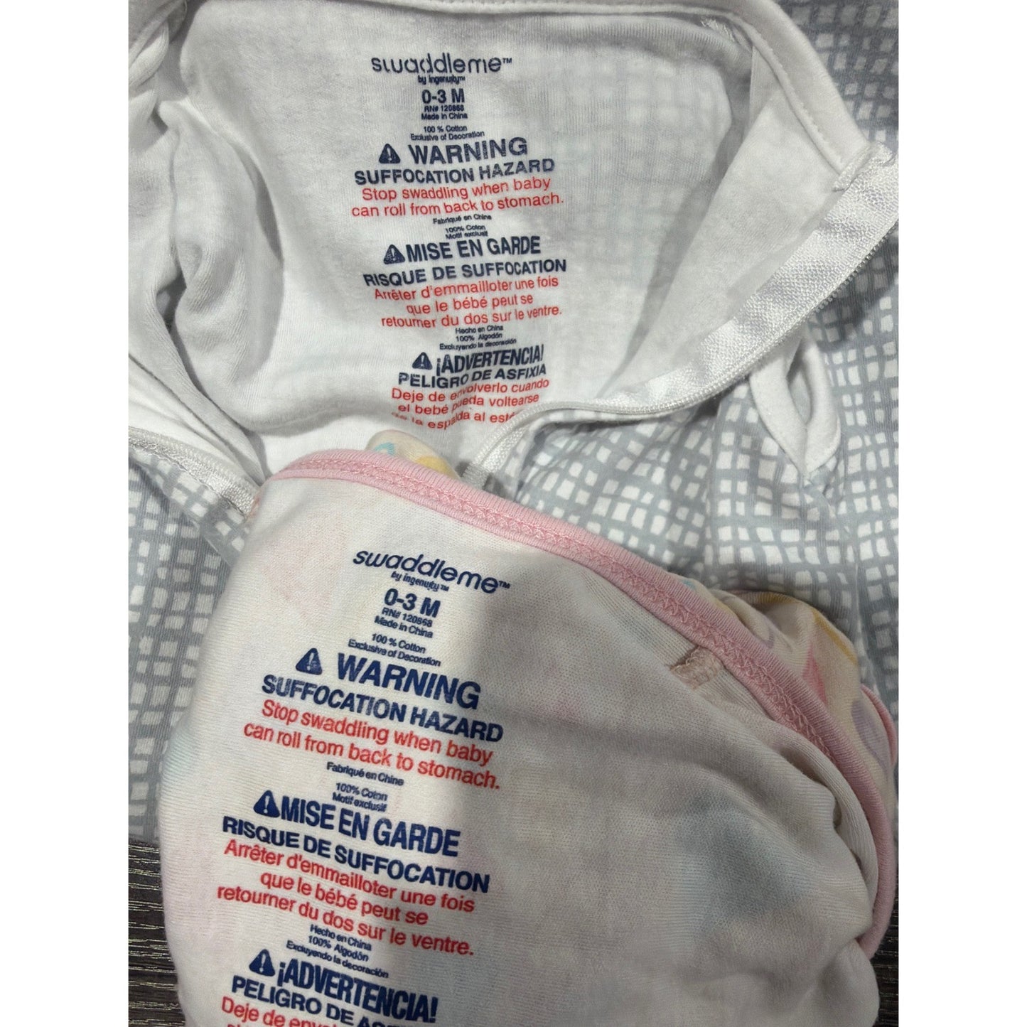 SwaddleMe Sleep Sack Swaddle Bundle Baby Girl 0-3M Pink Grey Hearts Grid4