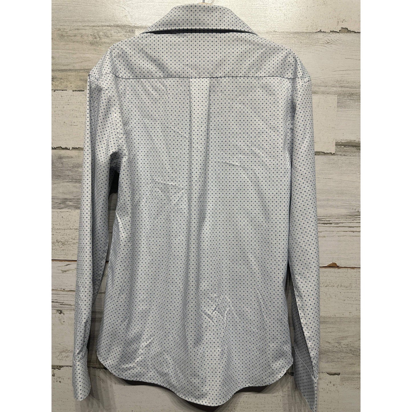 Class Club Button Down Shirt Boys 12 White Blue Micro Print Modern Fit EUC4
