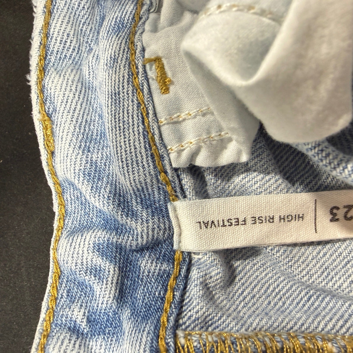PacSun High Rise Festival Denim Shorts Womens 23 Light Blue Cotton Boho EUC3