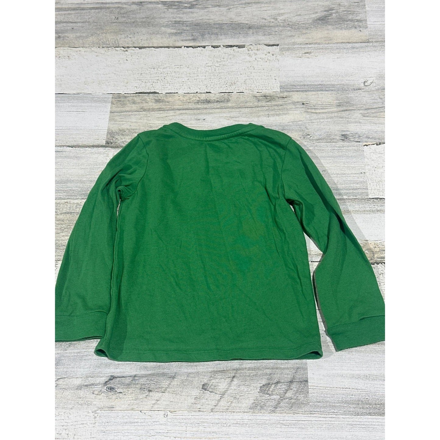 Paw Patrol Christmas Long Sleeve T-Shirt Girls 4T Green Deck the Paws EUC2