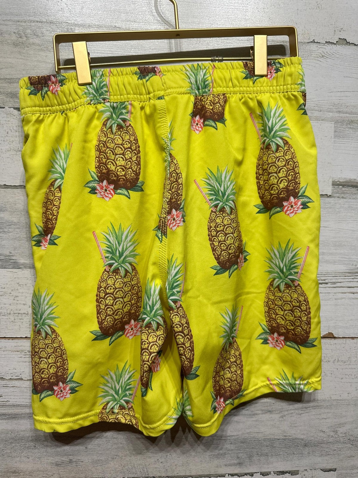 Sperry Swim Trunks Men Small Yellow Pineapple Floral Tropical Print Shorts EUC2