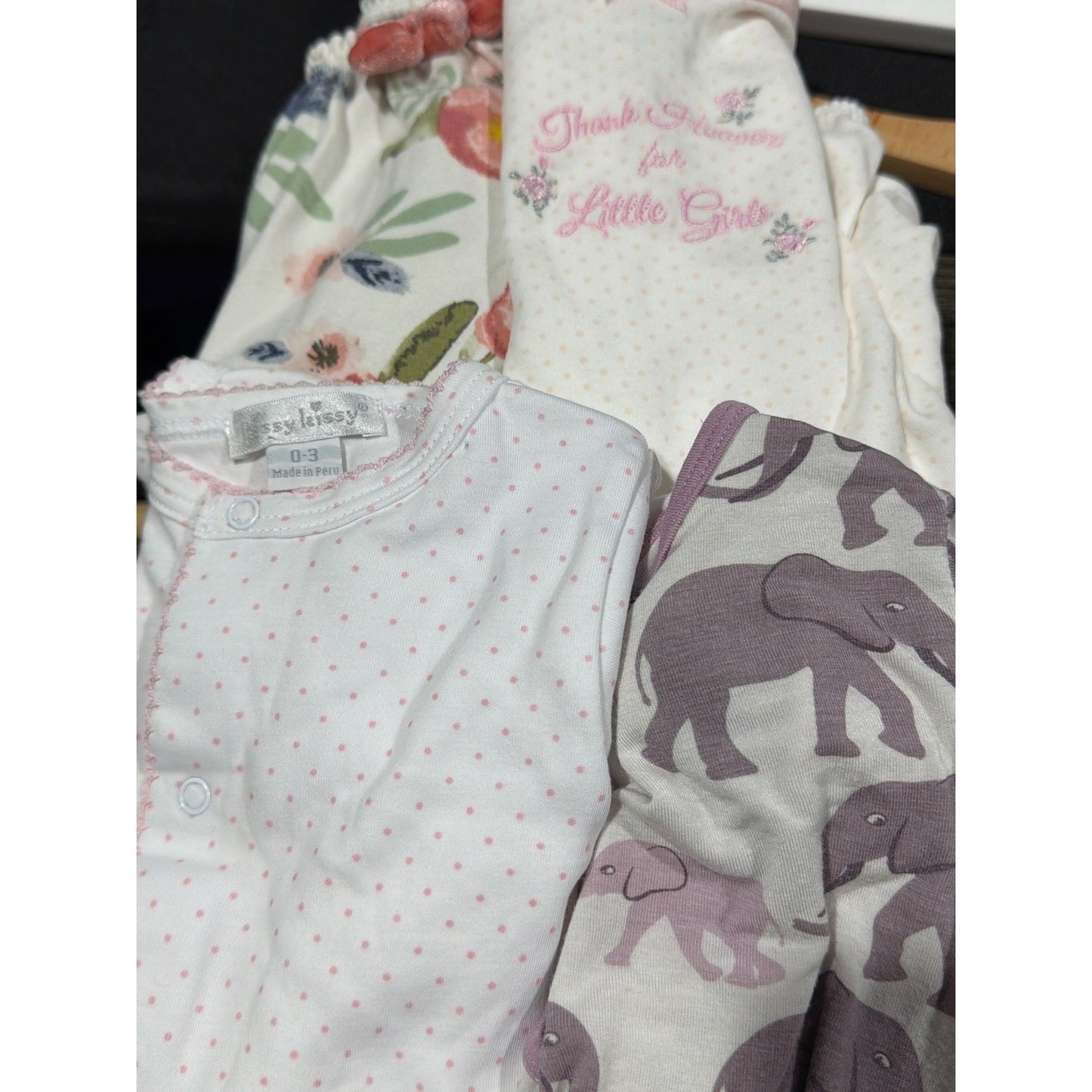 Kickee Pants Kissy Kissy Baby Girl 0-3M Pink Bamboo Pima Cotton Bundle EUC7