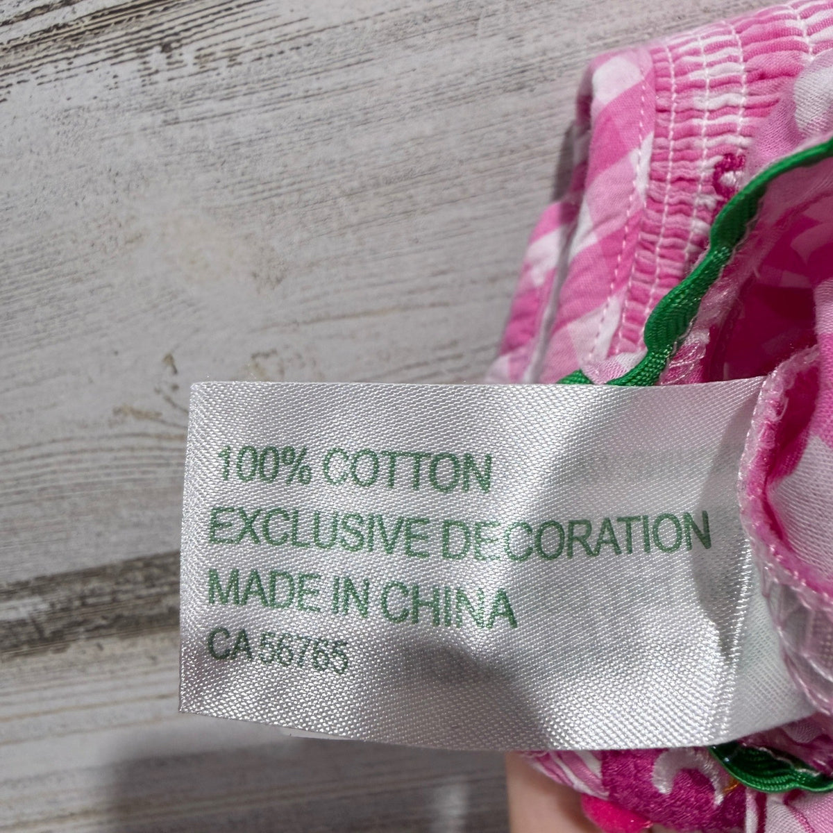 Lil Cactus Bunny Smocked Romper Girls 6-12M Pink Gingham Cotton Classic EUC4