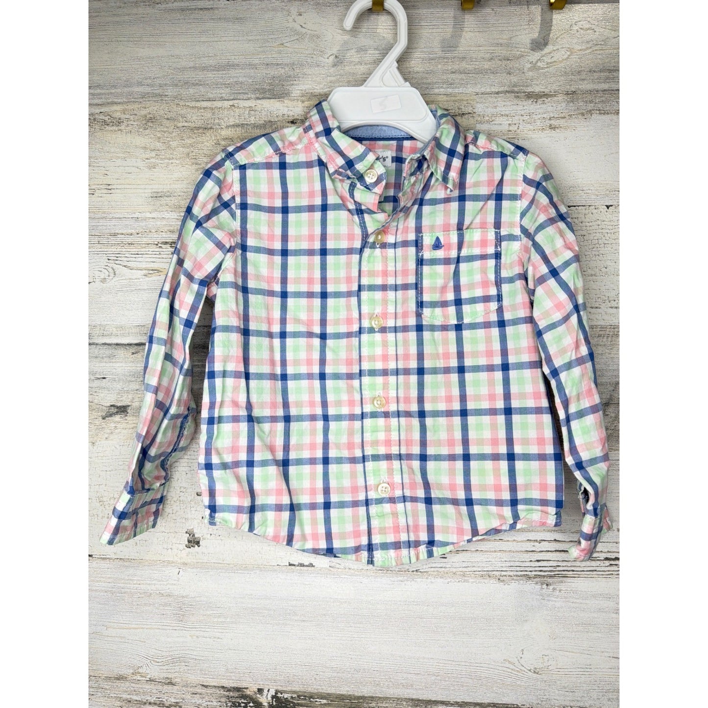 Carter's Bundle Boys 24M Blue Green Plaid Sweater Waffle Set Preppy EUC4