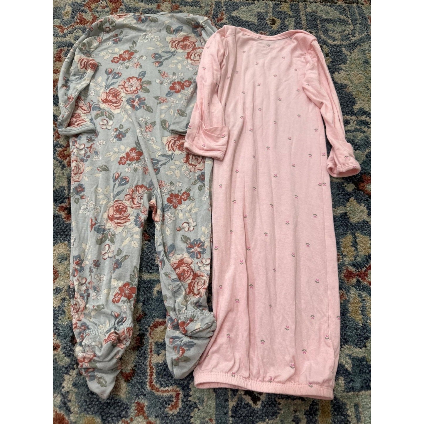 Carter's Modern Moments Sleepers Girls 0-6M Pink Blue Floral Bamboo2