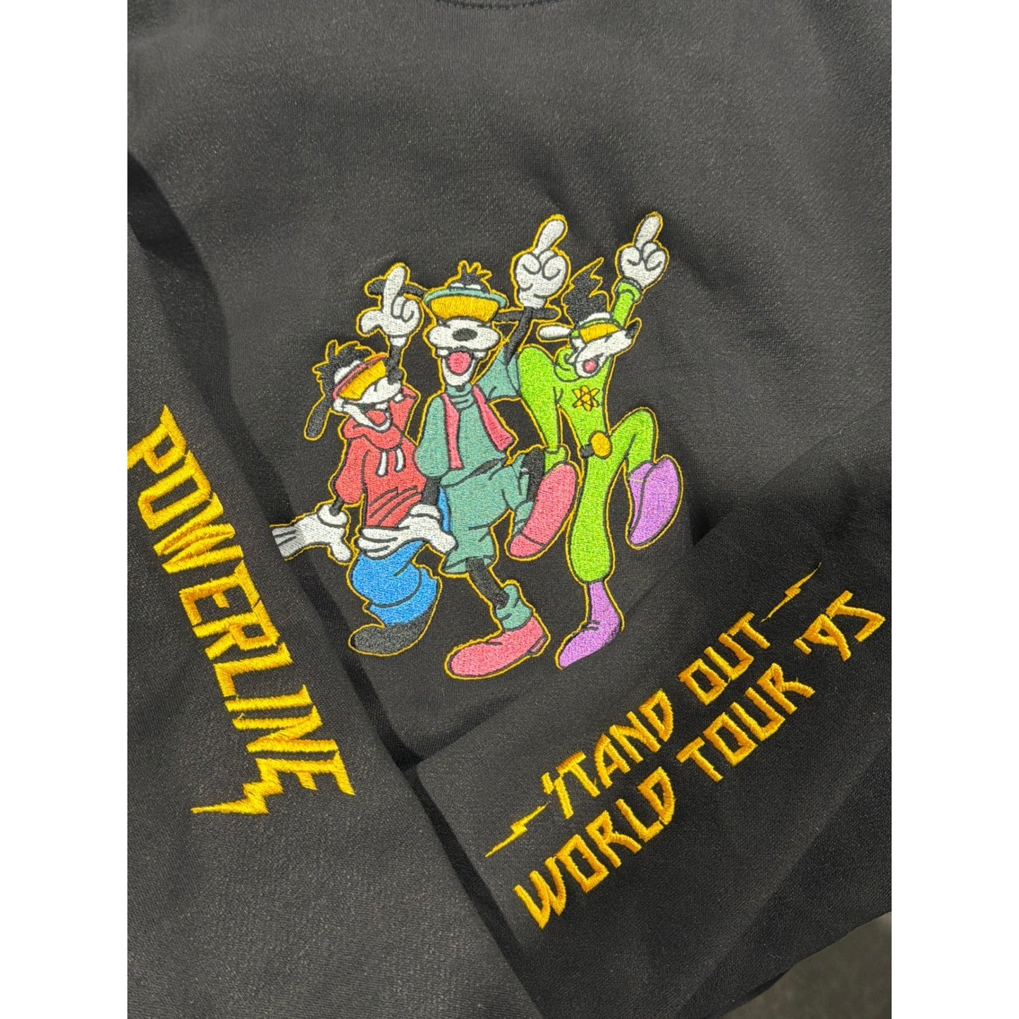 Powerline Goofy Sweatshirt Women Oversized Medium Black Disneycore EUC6