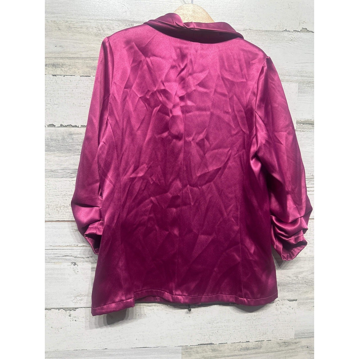 Originality Satin Blazer Girls Large Magenta Ruched Sleeve EUC2