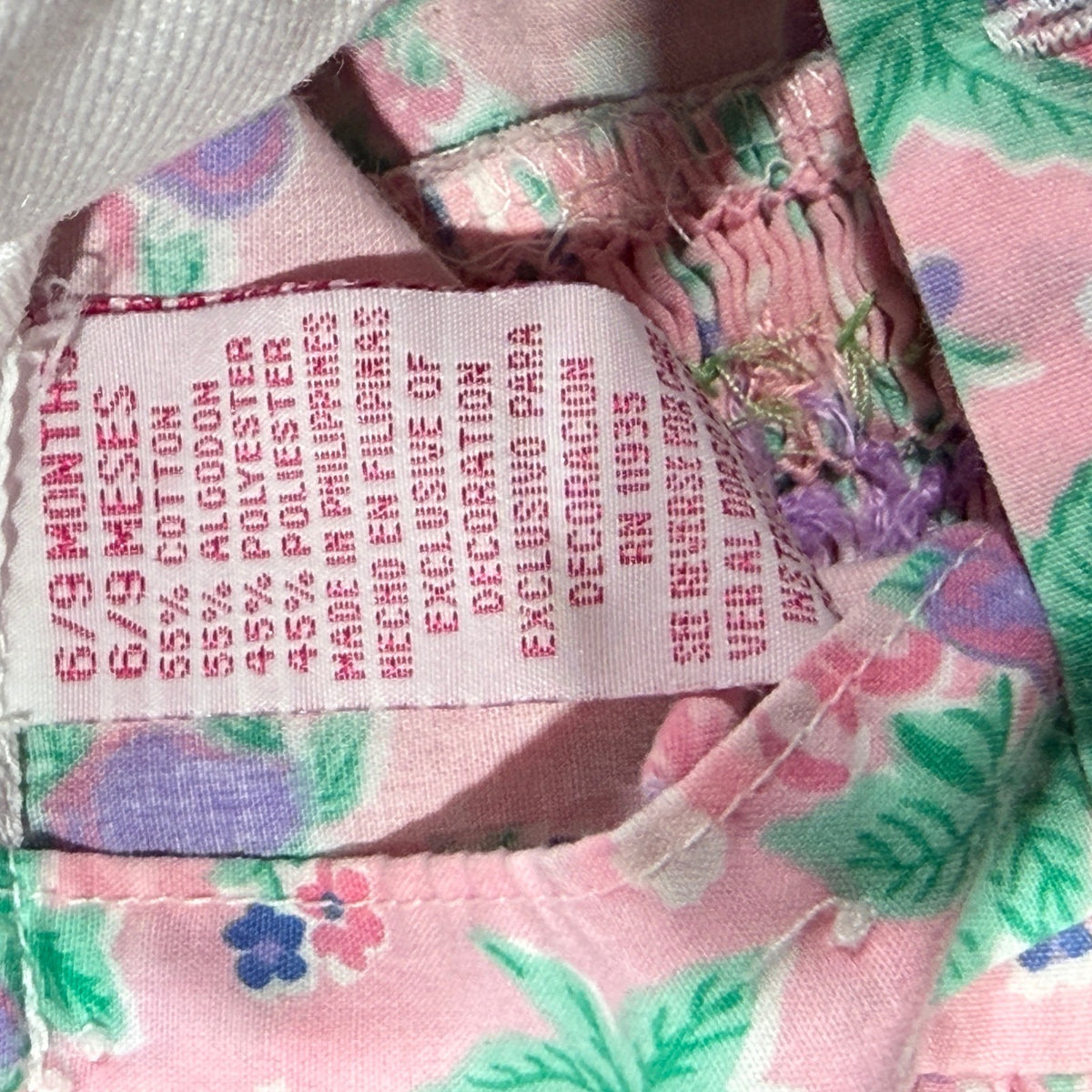 Allison Ann Romper Girls 6-9M Pink Floral Smocked Peter Pan Collar Vintage EUC6