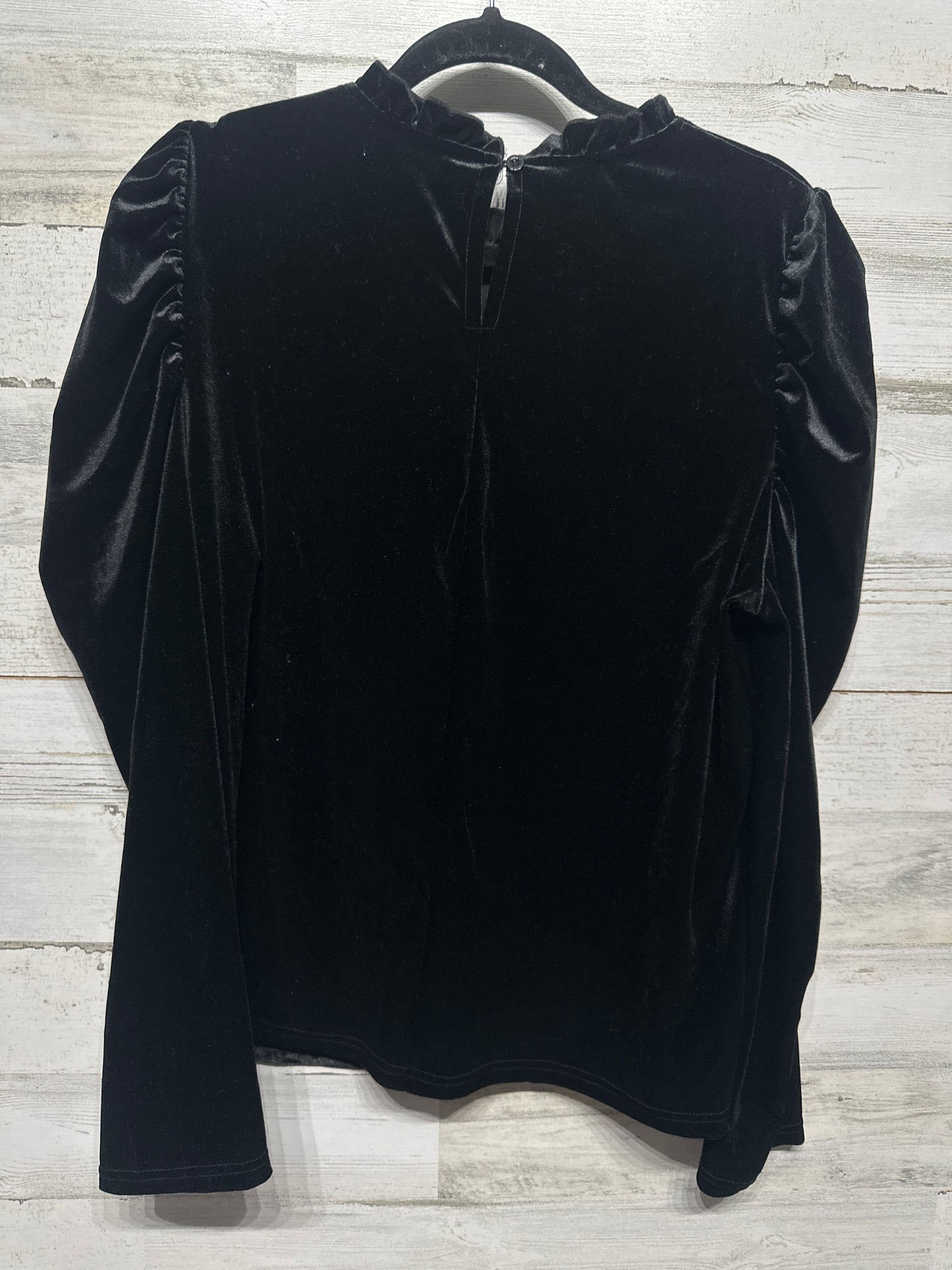 Women’s XL SHEIN Black Velvet Long Sleeve Shirt - Very Good Used Condition