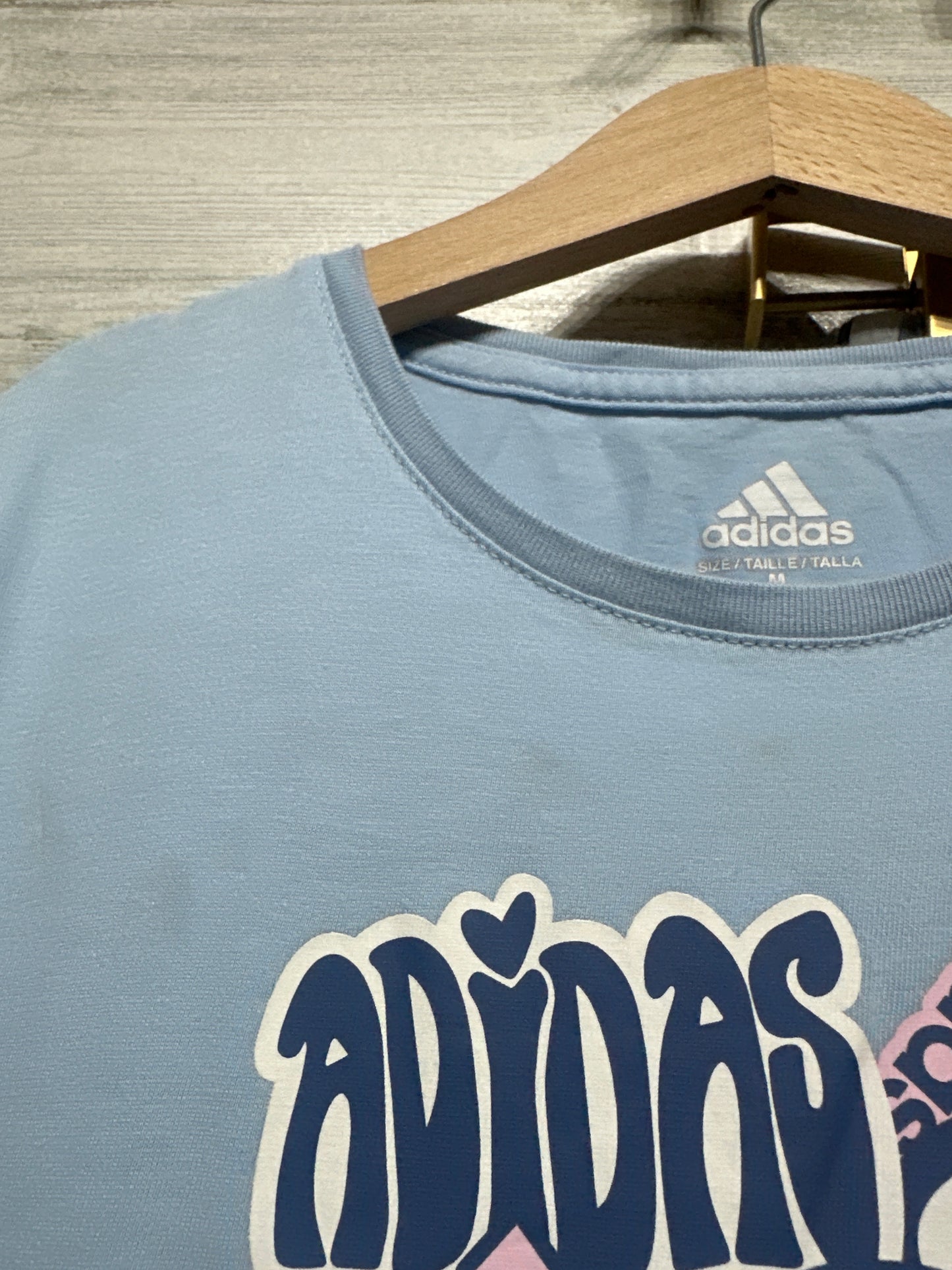 Size 10/12 Medium Adidas Pink and Blue Outfit Set (3 Pieces) - Play Condition*
