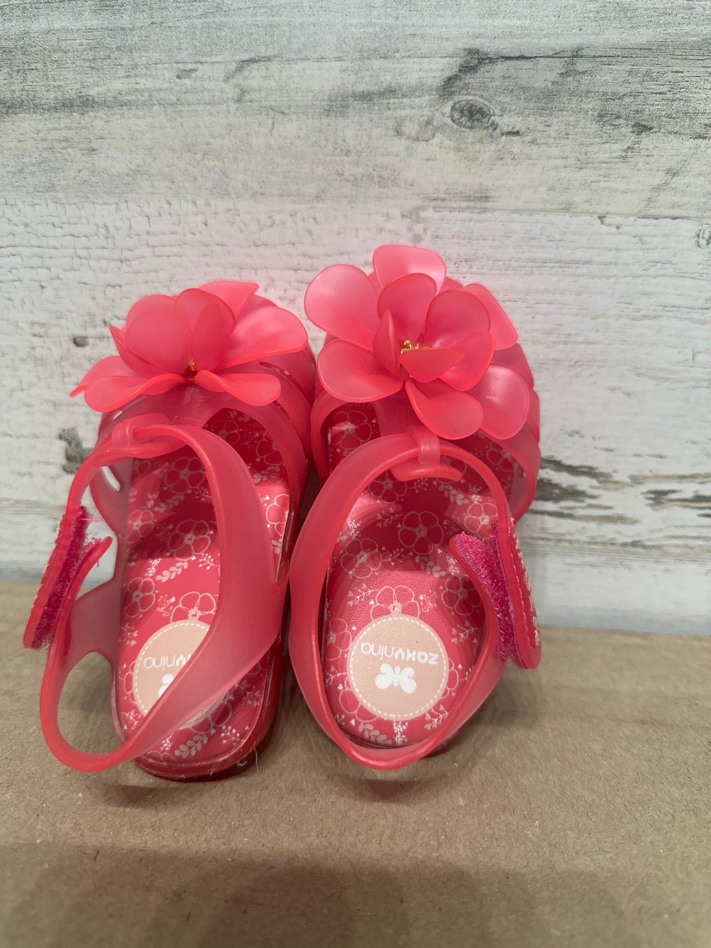 Size 6 Toddler Zaxy Flower Jelly Velcro Sandals - Very Good Used Condition