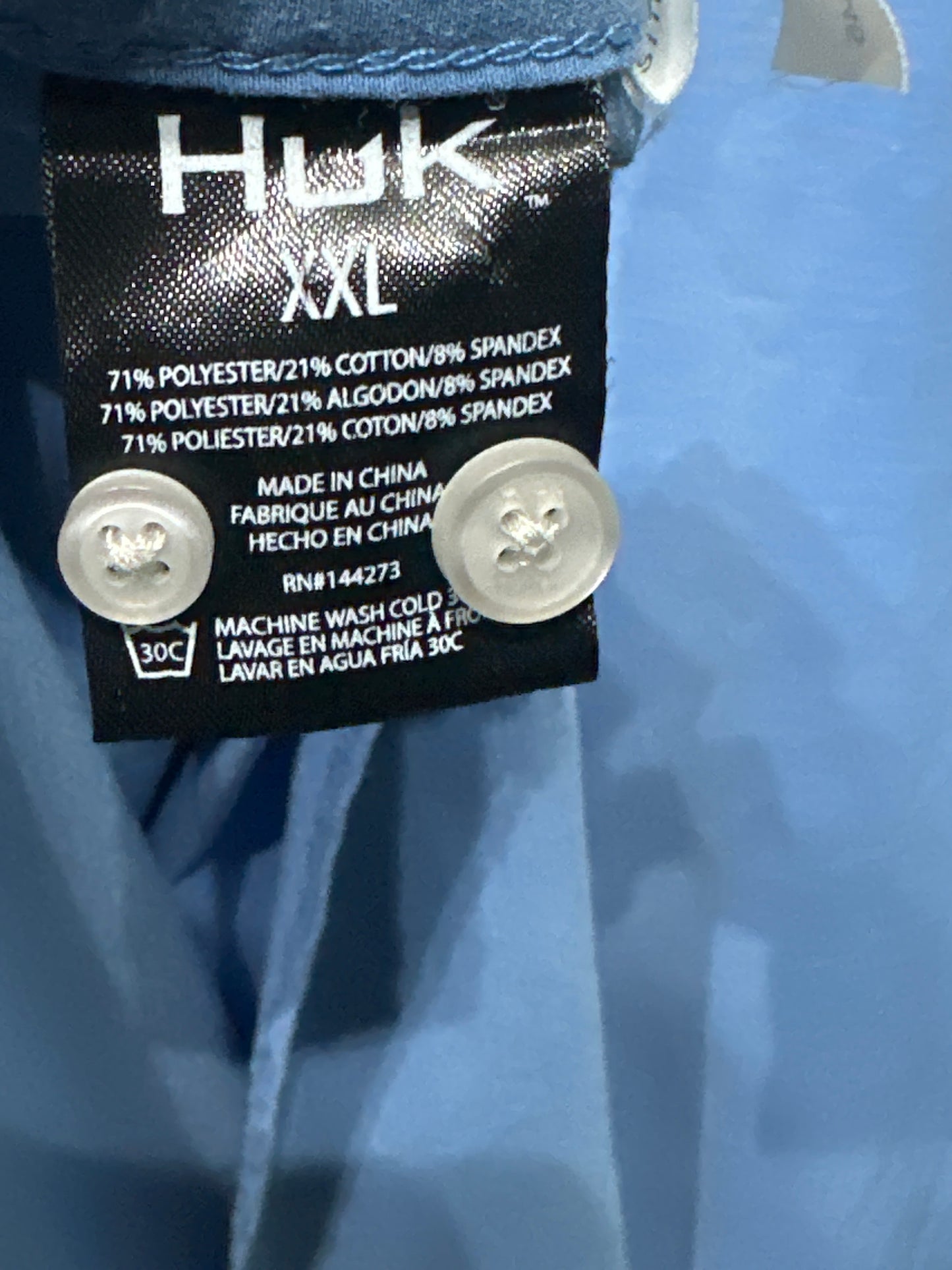 Huk XXL Men’s Performance Blue Button Up Shirt VGUC