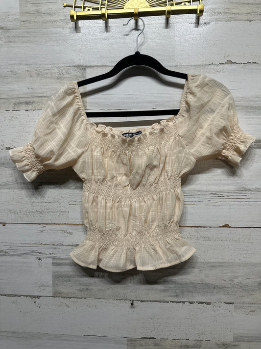 Women’s Medium SHEIN Cream Gathered Shirt - Very Good Used Condition