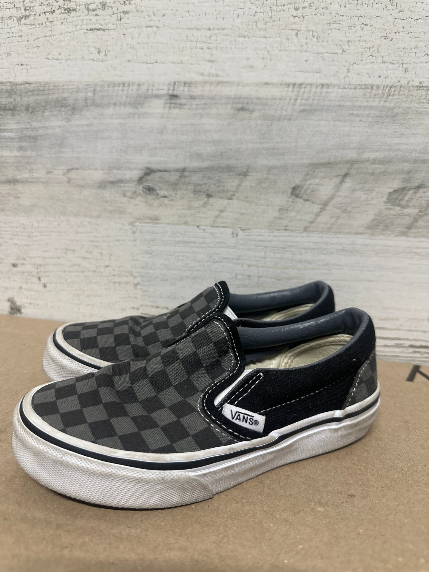 Boys Size 12.5 Kids Vans Checkered Slip On Shoes - Good Used Condition