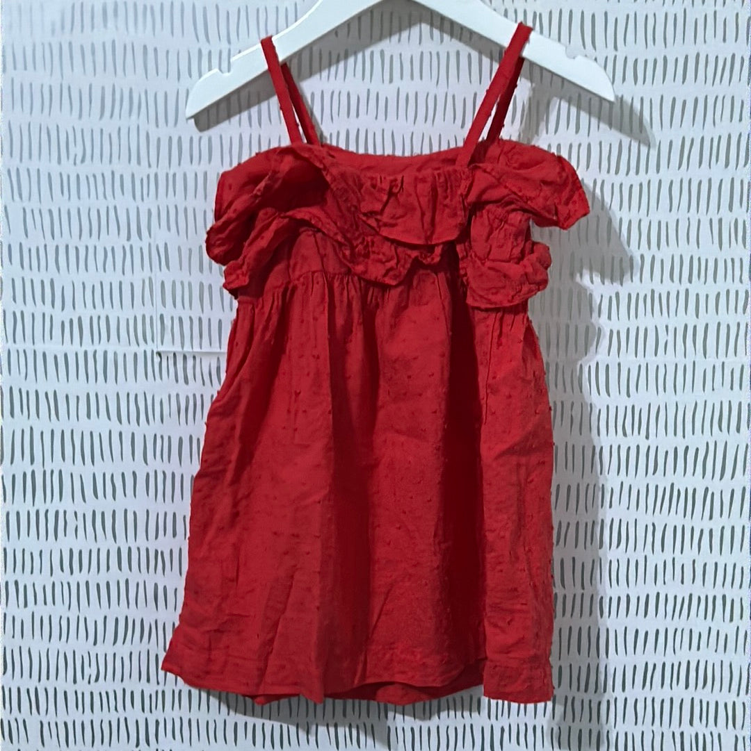 Girls Size 2/3 Zara Red Swiss Dot Dress - Good Used Condition