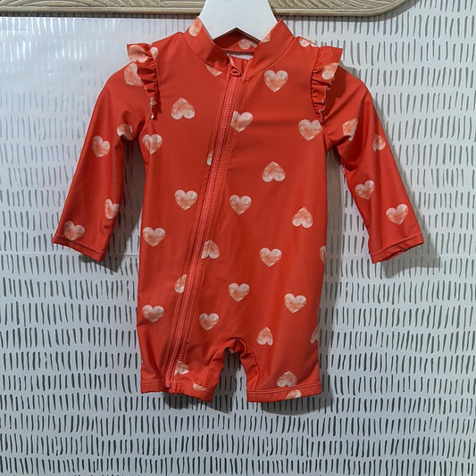 Girls Size 6-9 Child of Mine heart rashguard one piece swimsuit - very good used condition