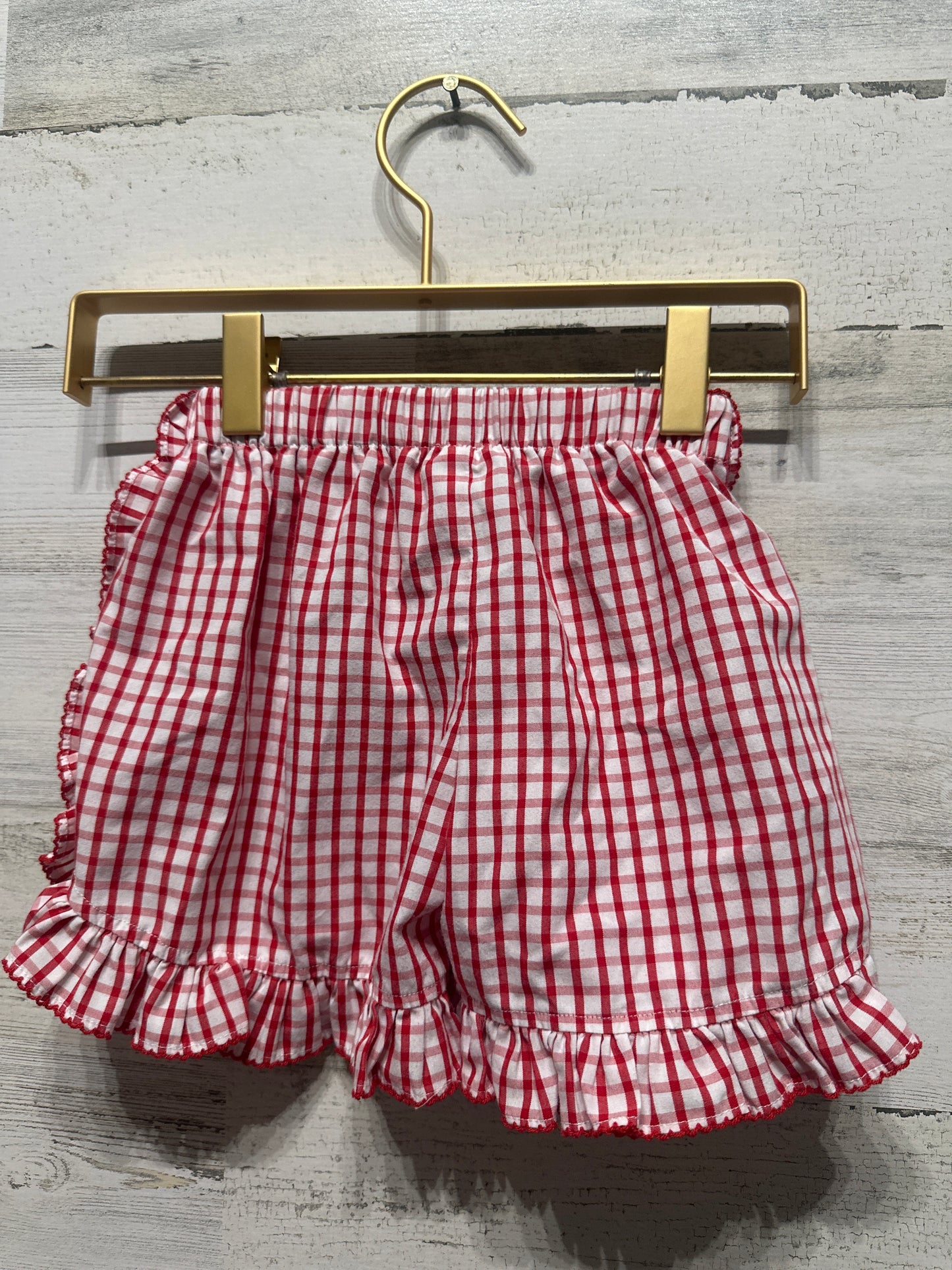 Girls Size 6 Red and White Plaid Ruffle Shorts - Very Good Used Condition