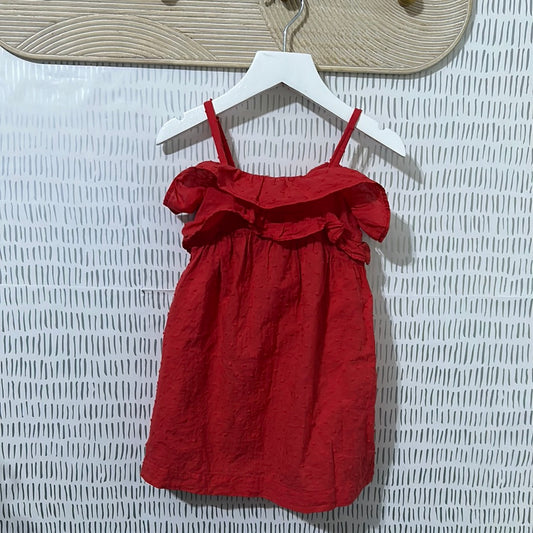 Girls Size 2/3 Zara Red Swiss Dot Dress - Good Used Condition