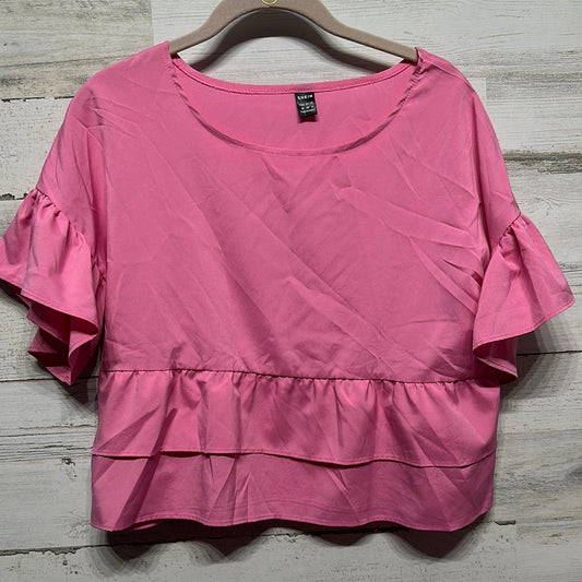 Women's Size Medium Shein Pink Ruffle Shirt - Good Used Condition
