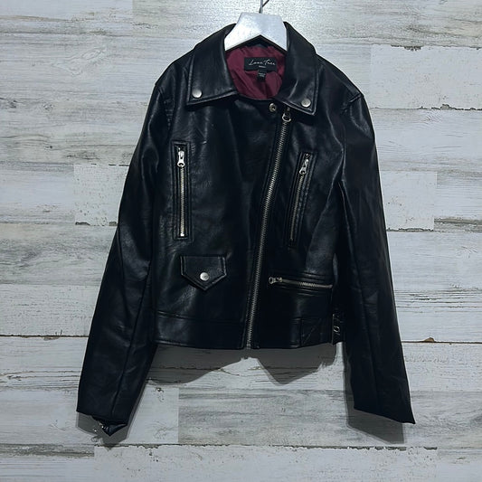 Women’s Size Small (fits smaller like XS) Love Tree Black faux leather jacket - very good used condition