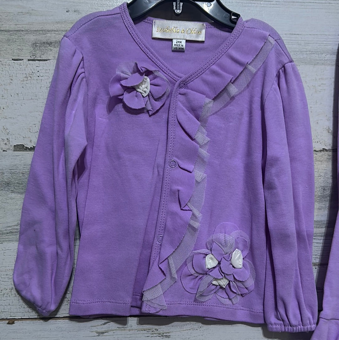 Girls Size 24m Isobella and Chloe two piece lavender set - New With Tags