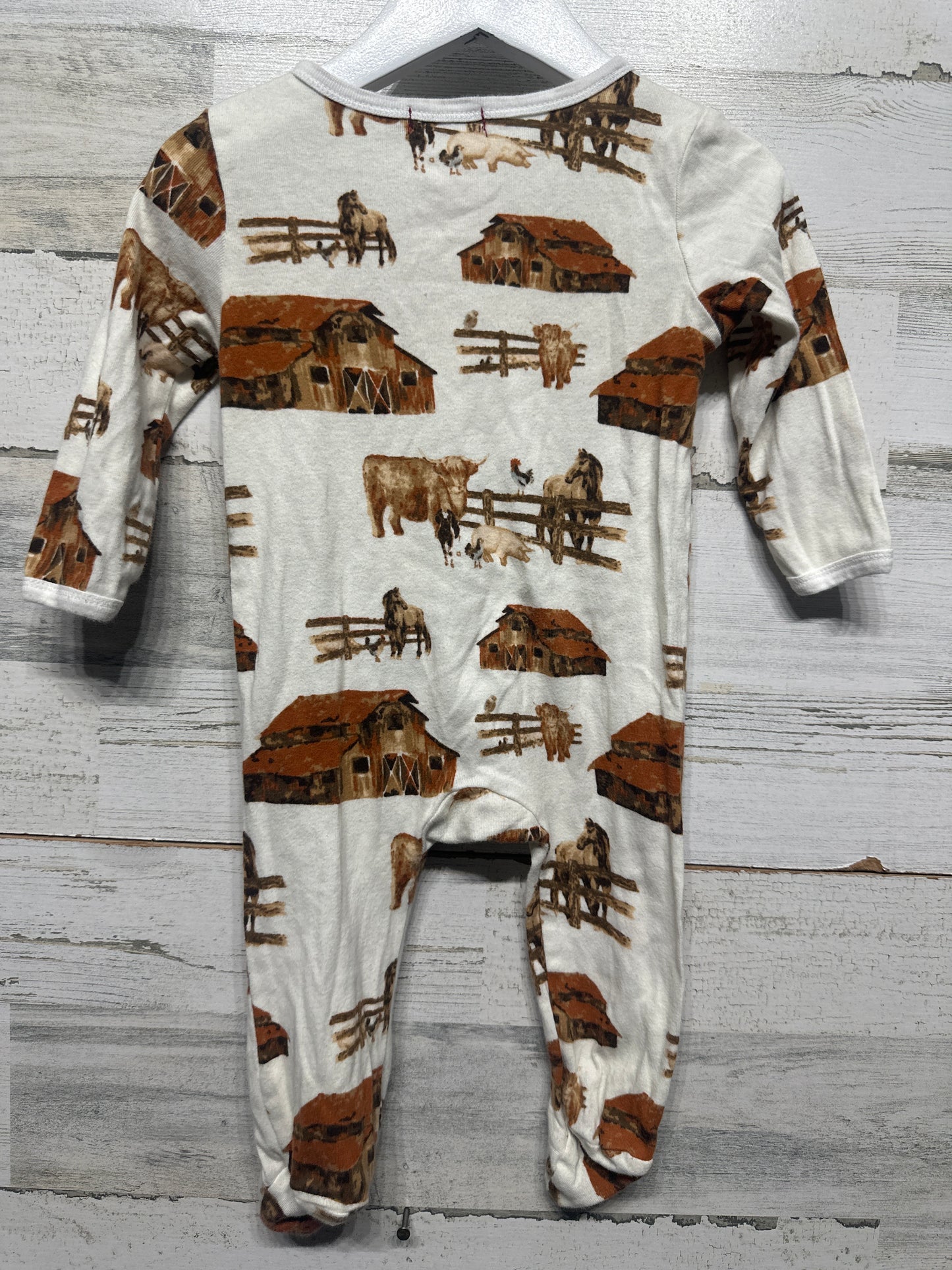 Size 6-9m Milkbarn Farm Print Organic Cotton Footed Sleeper - Good Used Condition