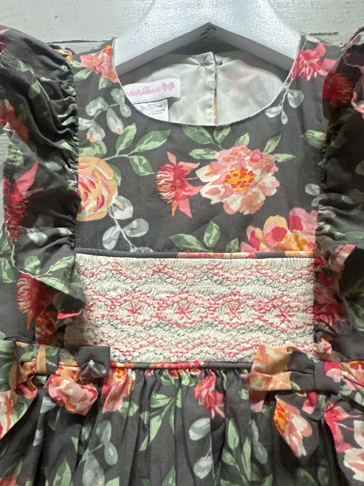 Girls Size 5 Bonnie Jean Smocked Floral Dress - Very Good Used Condition