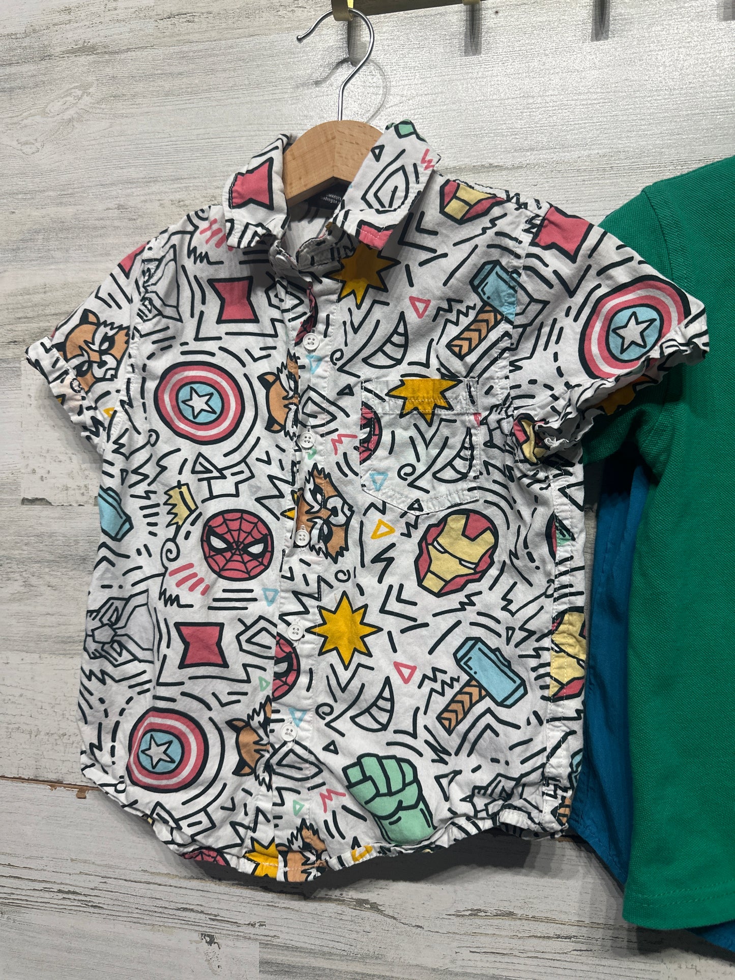 Boys Fits Like 4t Shirt Lot - Kickee, Marvel, Tommy Hilfiger - Very Good Used Condition