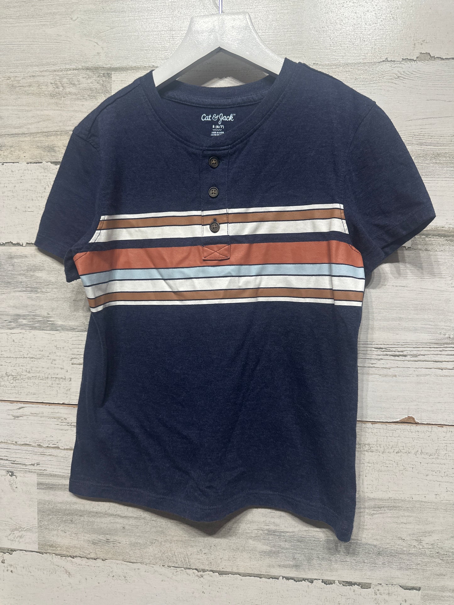 Boys Preowned Size 6-7 (Small) Cat and Jack Henley Shirt - Very Good Used Condition