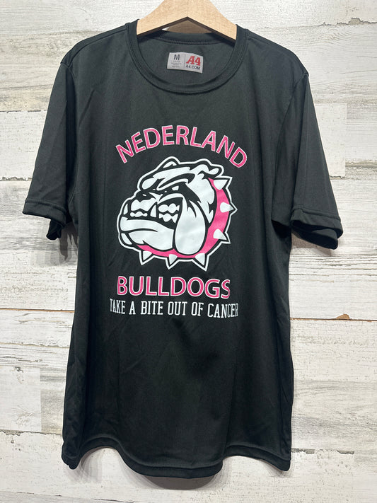 Size Youth Medium - Nederland Bulldogs Take a Bite out of Cancer Drifit Shirt - Very Good Used Condition